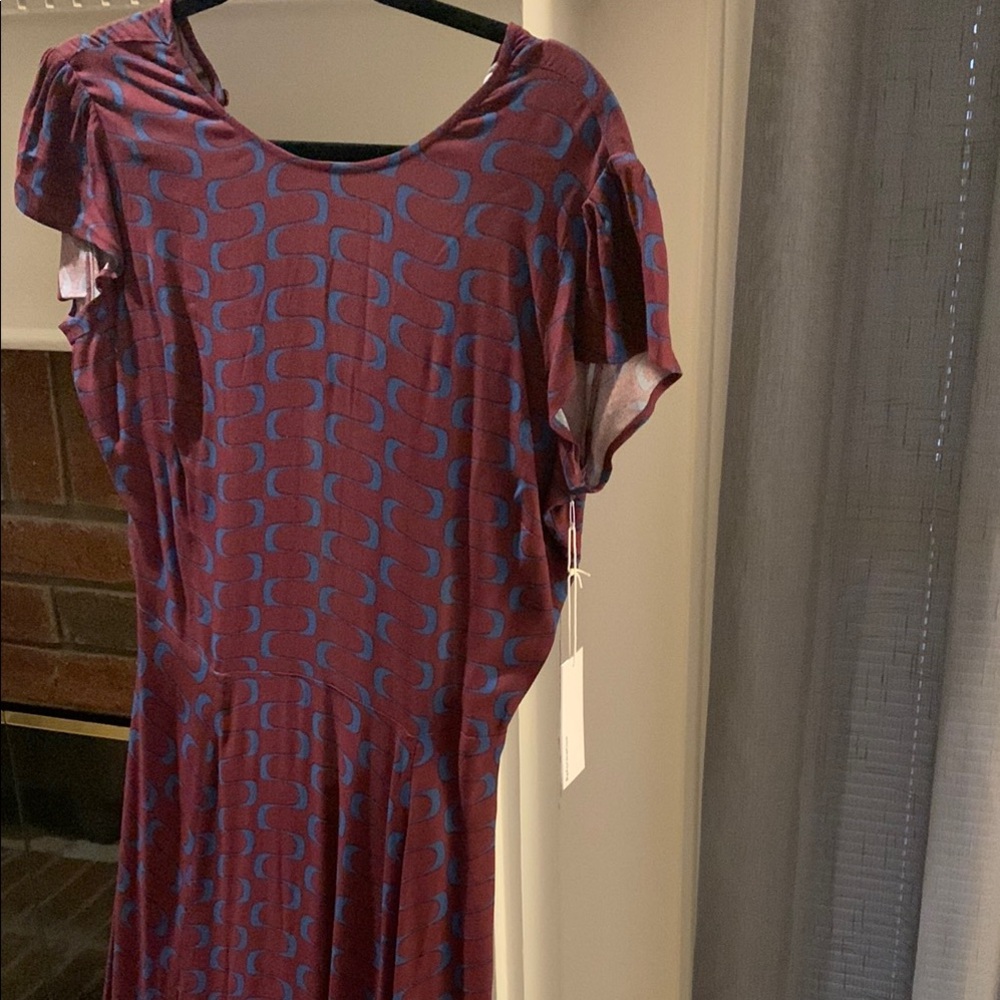 Reformation Gavin Blue and Purple Midi Dress size 10 Brqnd new with tags